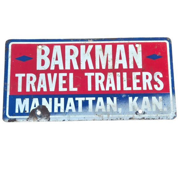 Vintage Barkman Travel Trailers Manhattan Kansas License Plate Dealer Tag Promo - Picture 14 of 16
